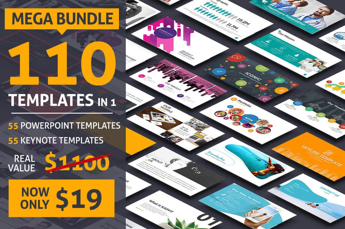 55 PowerPoint + 55 Keynote Templates (with 1000s of Infographics & Diagrams) – only $19!