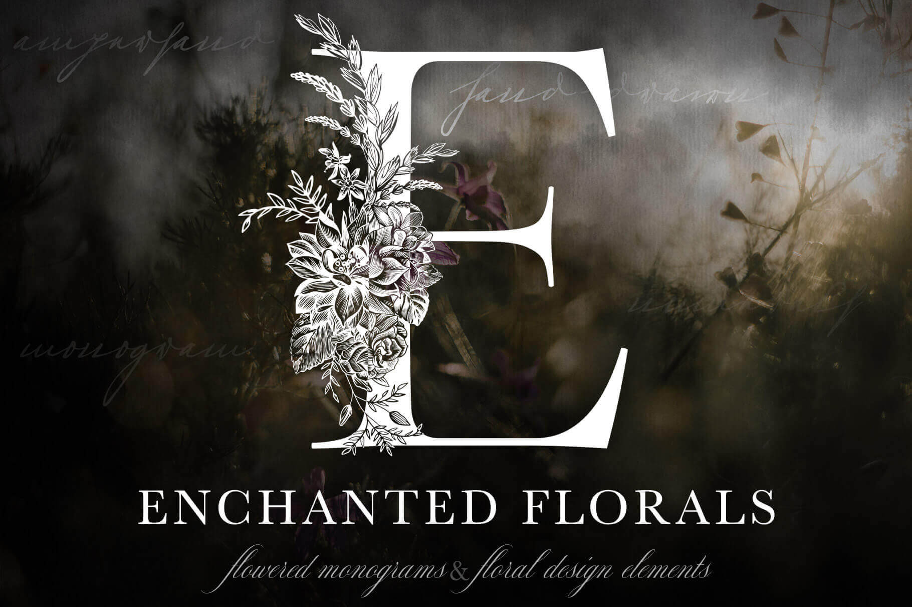 Gorgeous Enchanted Floral Monogram Set – only $9!
