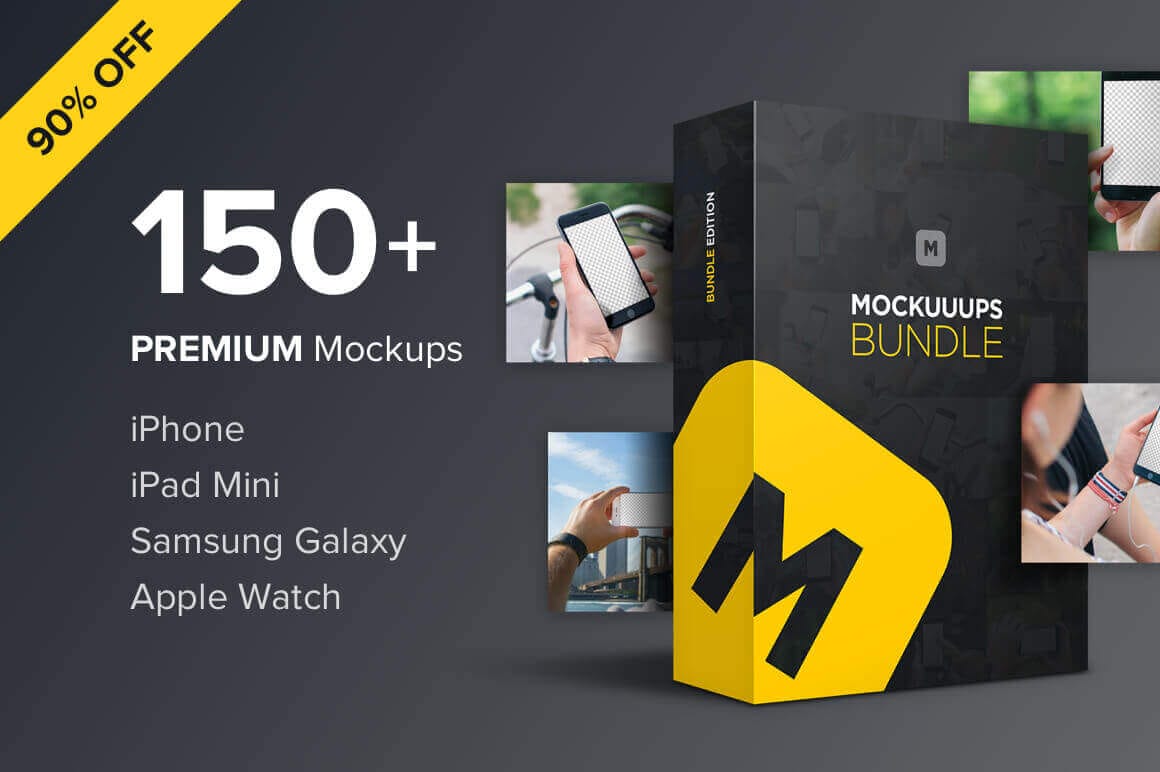 150+ Premium Device Mockups: iPhone, iPad, Apple Watch & More – only $14!