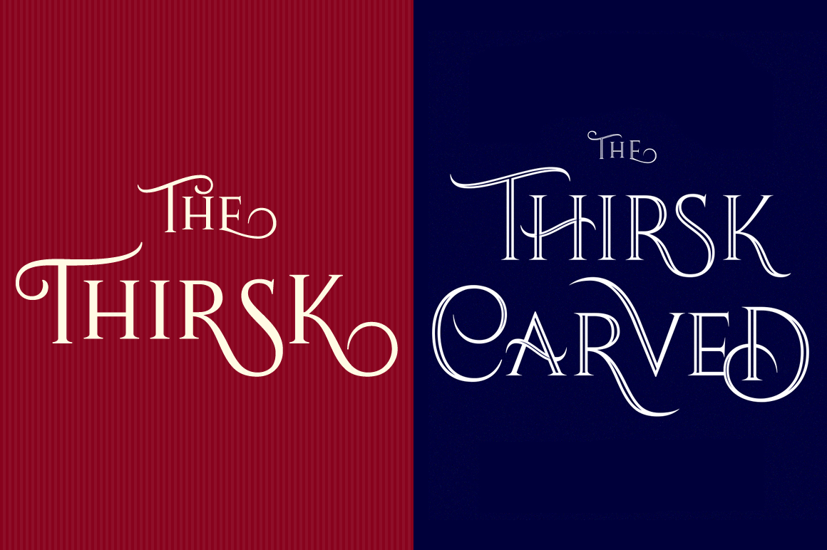 Thirsk: 4 Stunning Serif Fonts with Swashes – only $9!