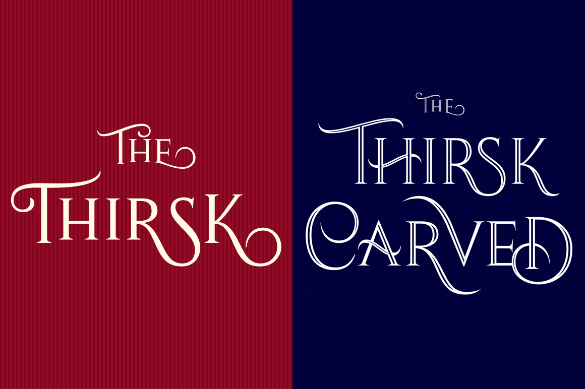 Thirsk: 4 Stunning Serif Fonts with Swashes - only $9!