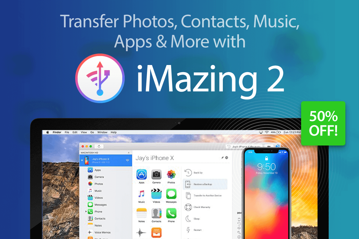 Transfer Photos, Contacts, Music, Apps & More with iMazing 2 – 50% off!