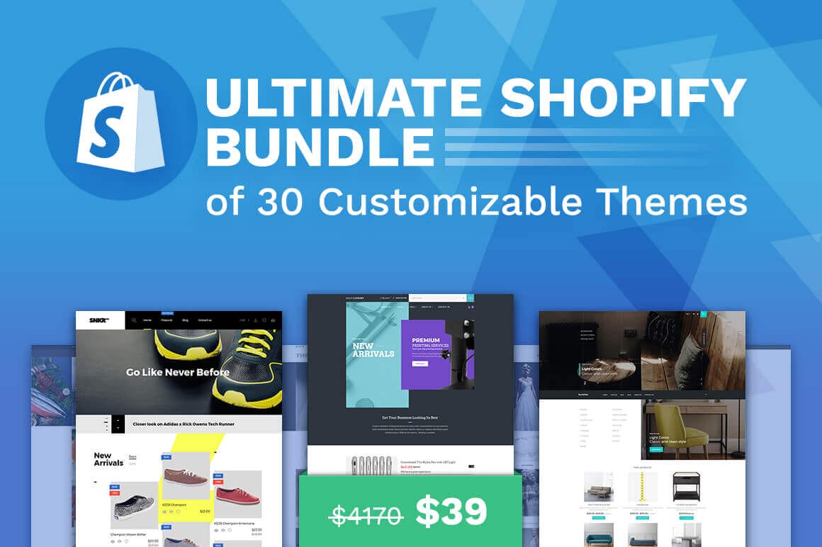 Ultimate Shopify Bundle of 30 Customizable Themes - only $39!