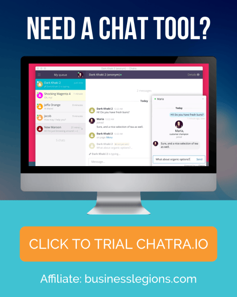 Business Legions - chatra live chat software call to action banner