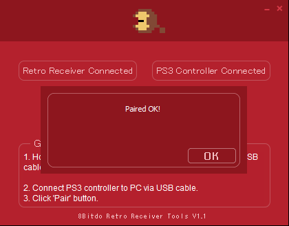 The 8BitDo and the PS3 Controller are now connected paired ok