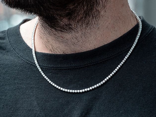 2mm Round Cut Tennis Necklace with White Stones for $74