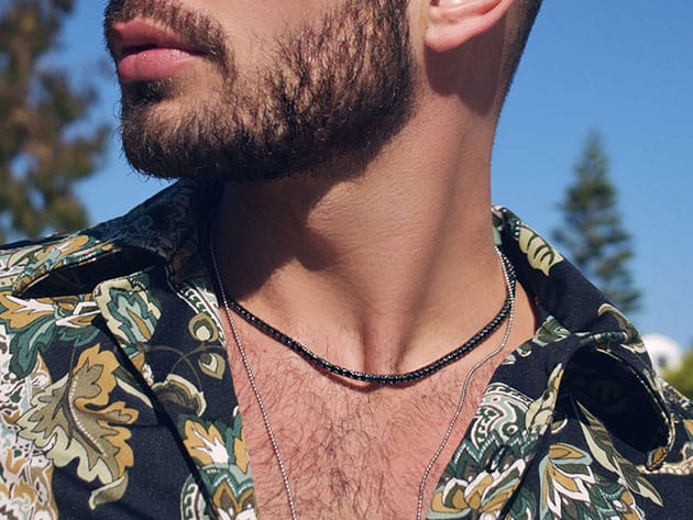 3mm Round Cut Tennis Necklace with Black Stones for $89