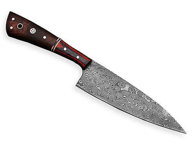 Chef Knife with Pakka Wood & Rose Wood Handle for $34