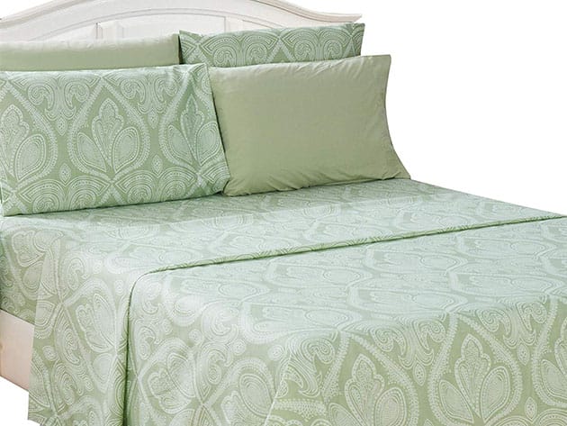 Paisley Microfiber Sheet Set (Sage) for $24