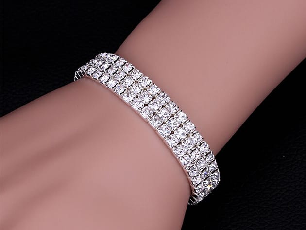 Sparkling SIlver Layer Crystal Tennis Bracelet for $11