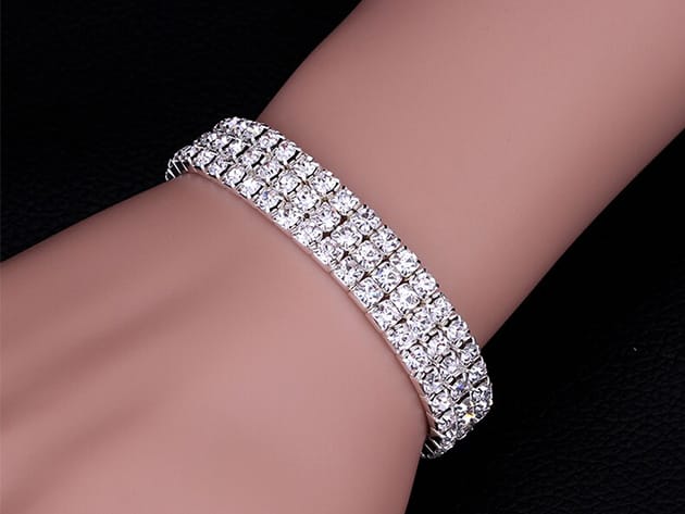 Sparkling SIlver Layer Crystal Tennis Bracelet  for $11