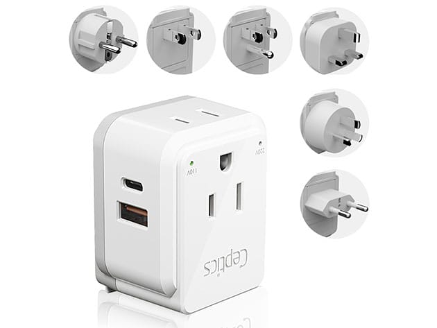 World Travel Plug Adapter + 6 Attachments for $24