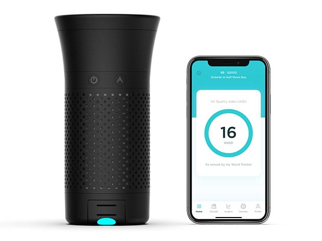Wynd Plus: Smart Personal Air Purifier with Air Quality Sensor (Black) for $174