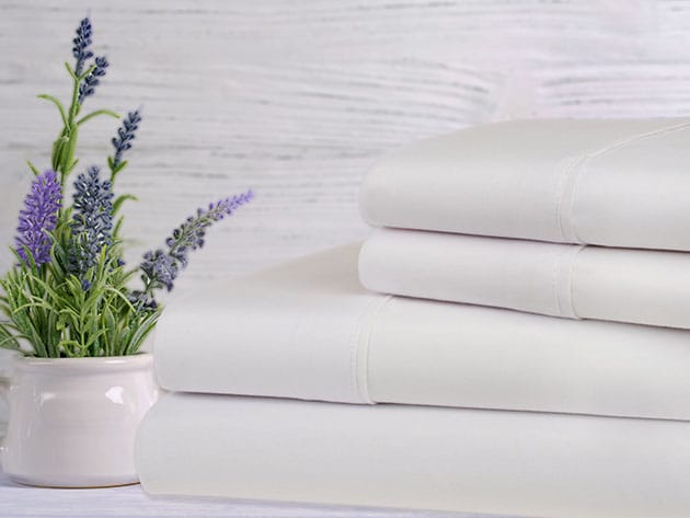 Bamboo 4-Piece Lavender Scented Sheet Set (White) for $29