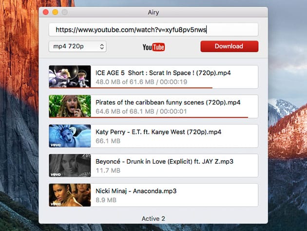 Airy YouTube Video & MP3 Downloader for Mac: Family Pack License for $14