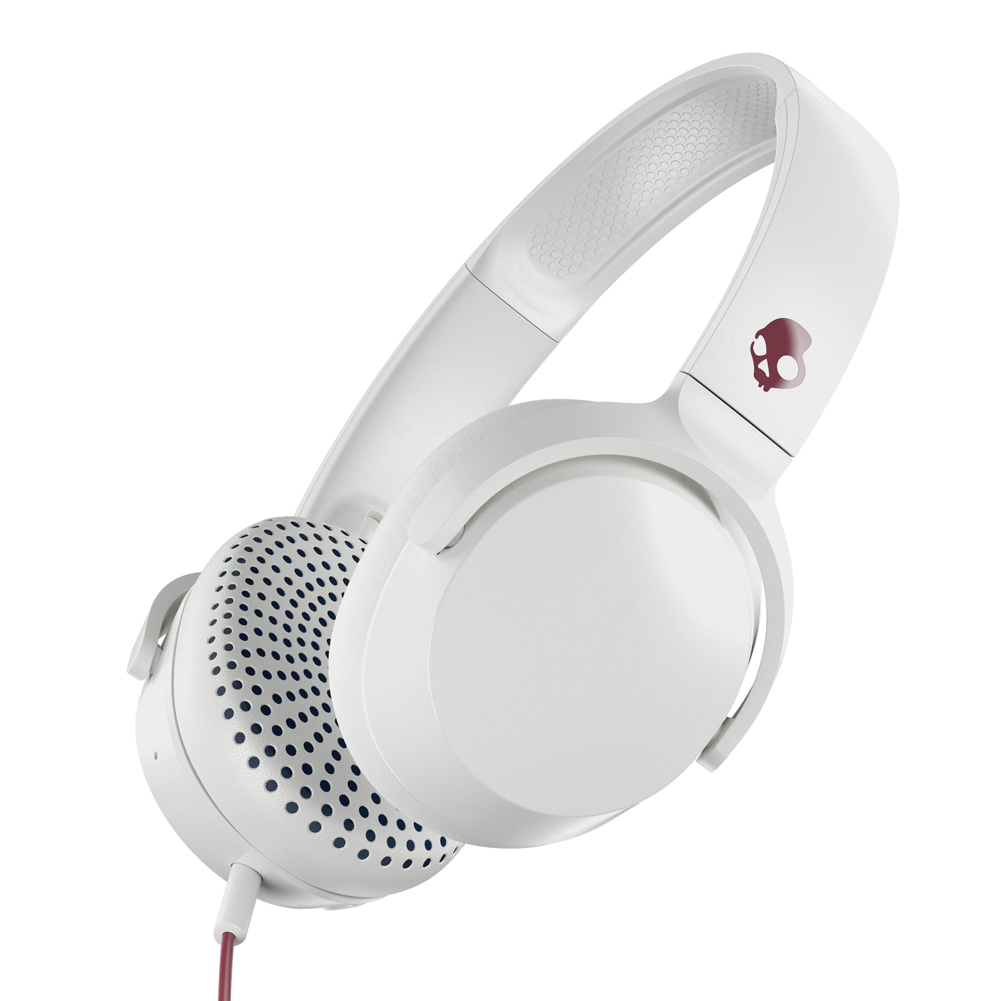 Skullcandy Riff On-Ear Durable Headphone – White/Crimson for $19