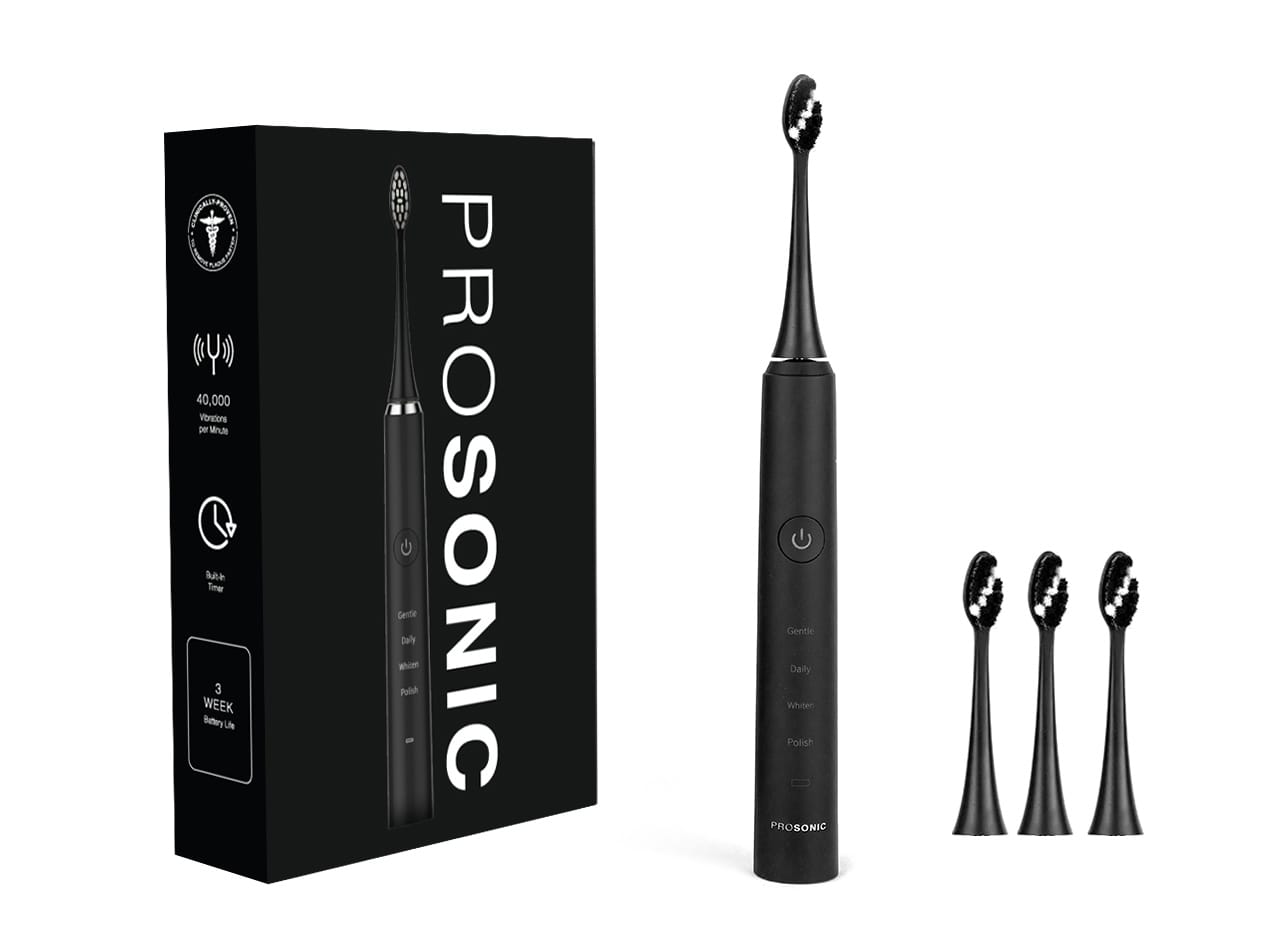 ProSonic Ultra Whitening Sonic Toothbrush with 4 Brush Heads: 2-Pack for $54