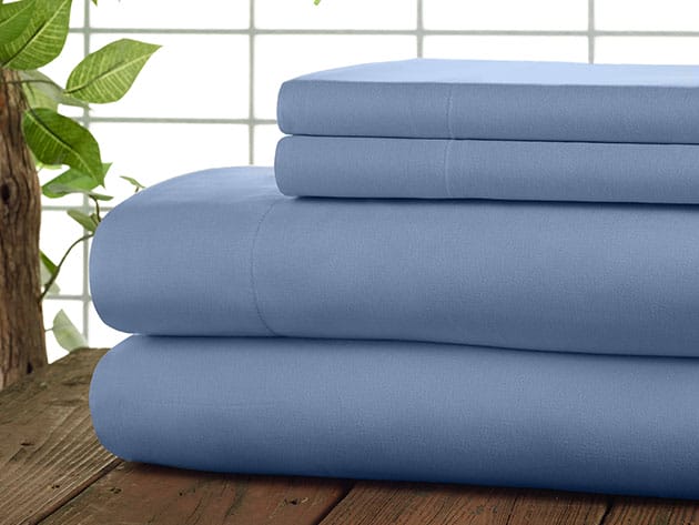 Kathy Ireland 4-Piece CoolMax Sheet Set (Blue) for $32