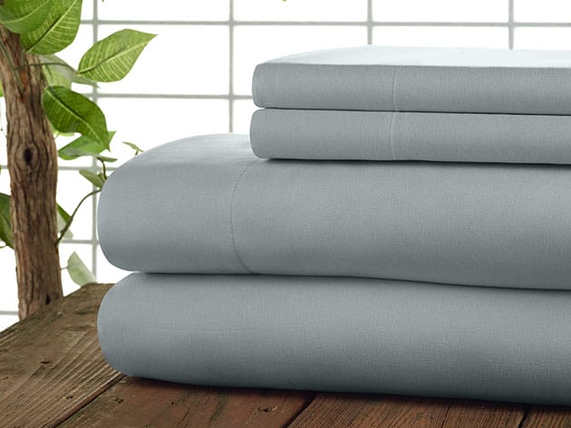 Kathy Ireland 4-Piece CoolMax Sheet Set (Light Grey) for $32