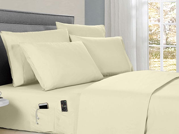 Kathy Ireland 6-Piece Smart Sheet Set (Ivory) for $29