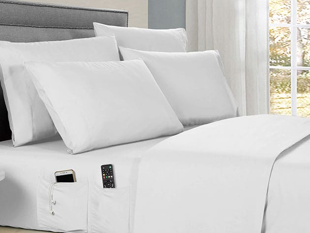 Kathy Ireland 6-Piece Smart Sheet Set (White) for $29