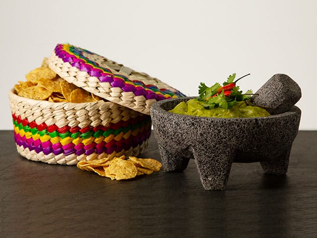 Molcajete with Tortilla Basket for $54