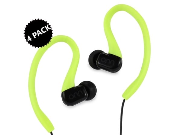 ONN In-Ear Sport Wired Headphones with In-Line One-Touch Microphone 4-Pack for $19