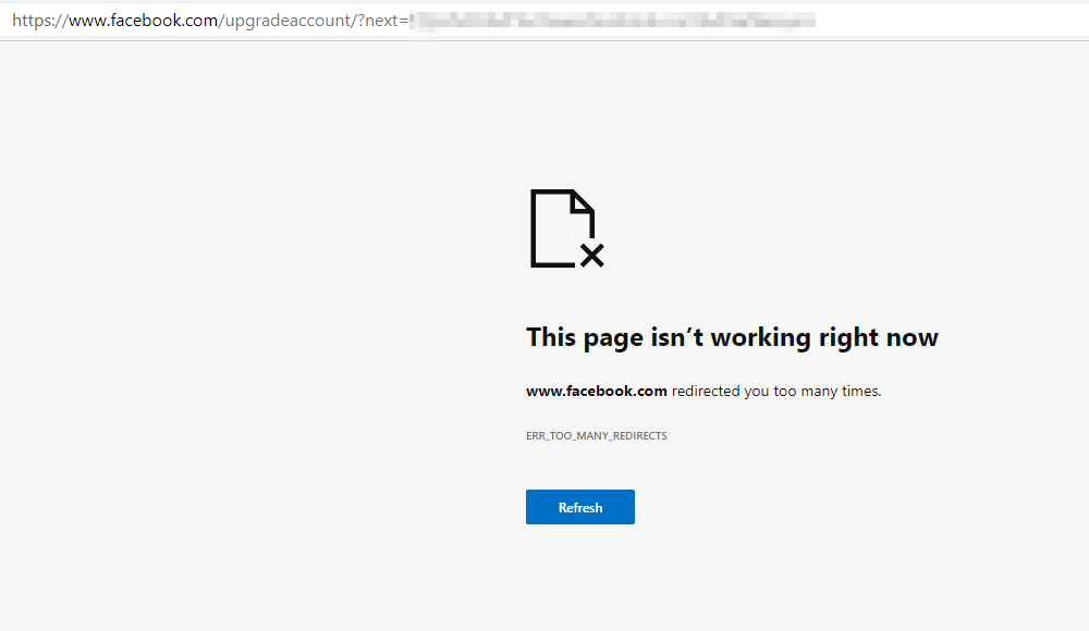 Business Legions SOLVED ISSUE WITH FACEBOOK TOO MANY REDIRECTS error message Business Legions SOLVED ISSUE WITH FACEBOOK TOO MANY REDIRECTS error message
