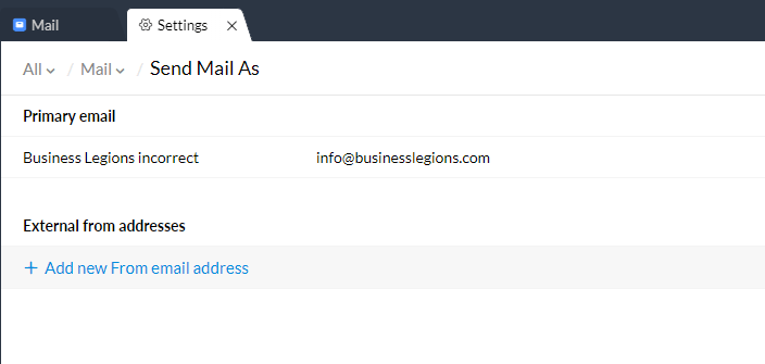 Business Legions ZOHOMAIL incorrect email address Business Legions ZOHOMAIL incorrect email address