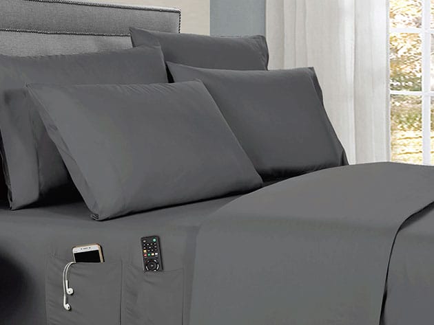 Kathy Ireland 6-Piece Smart Sheet Set (Grey) for $29