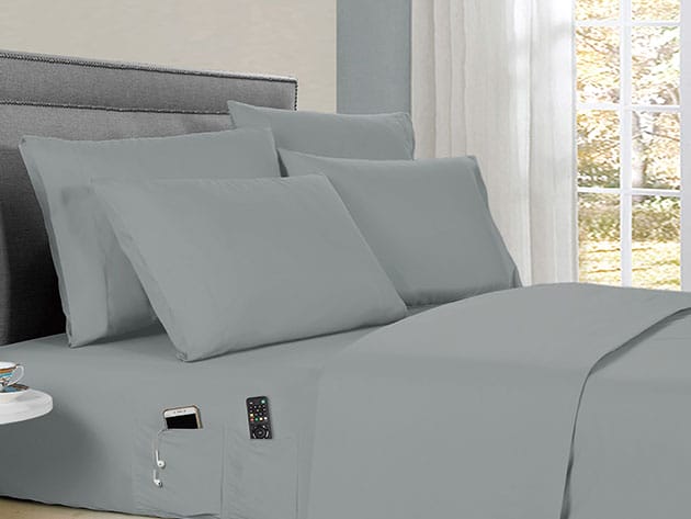 Kathy Ireland 6-Piece Smart Sheet Set (Silver/Full) for $29