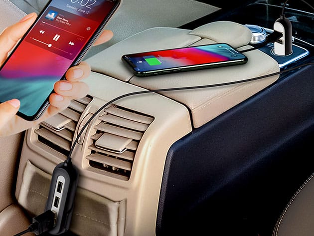 Aduro PowerUp Passenger: 5-Port USB Car Charger with Backseat Clip for $14