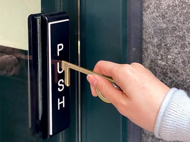 SafeFinger Antimicrobial Brass Keychain Touch Tool for $21