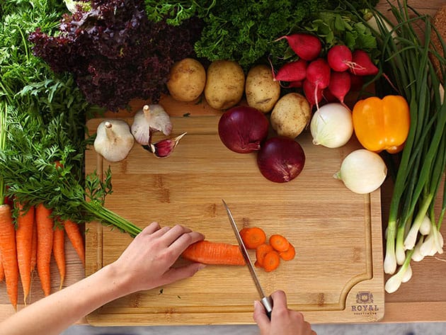 XL Bamboo Butcher Block with Juice Groove & Side Handles  for $19