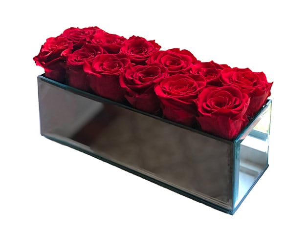 Rose Box™ Mirrored Table Centerpiece & 12 Everlasting Roses for $219