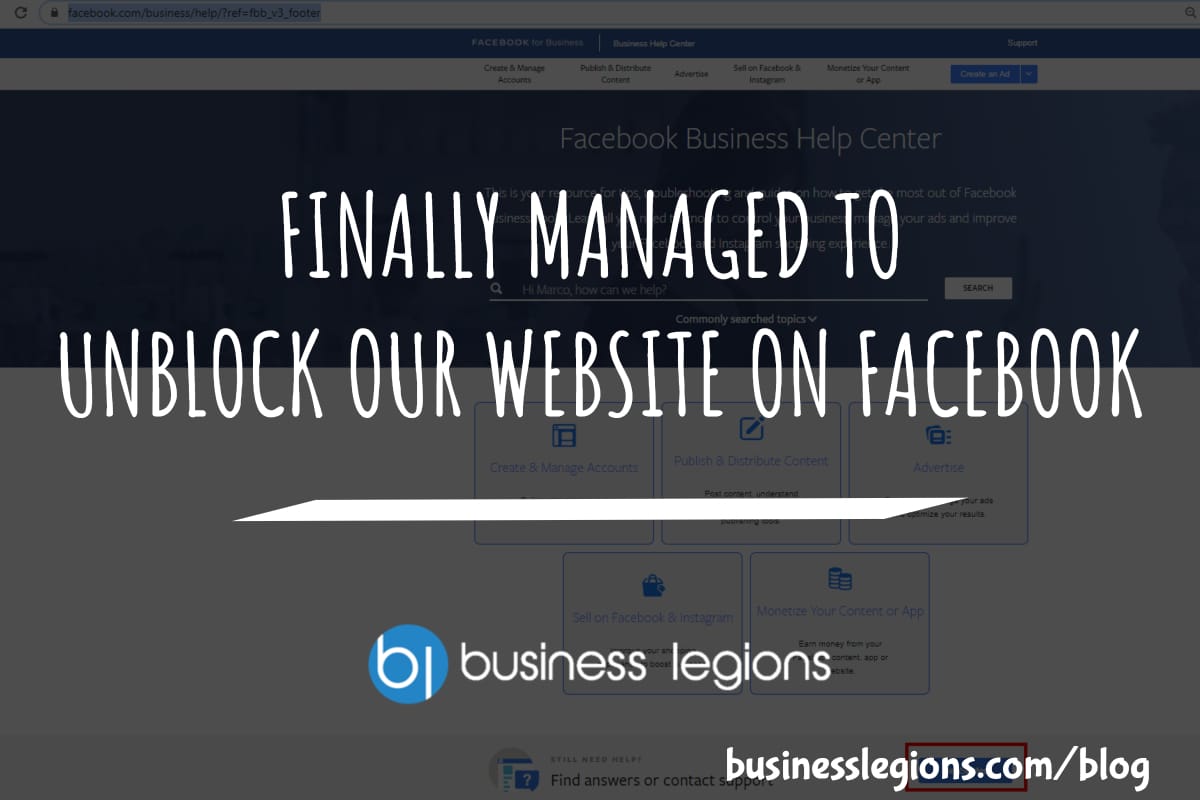FINALLY MANAGED TO UNBLOCK OUR WEBSITE ON FACEBOOK