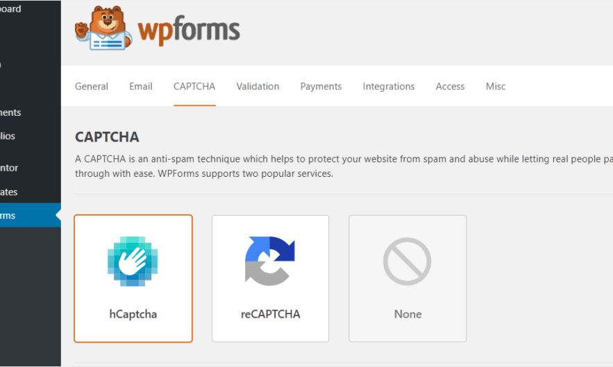 Business Legions WPForms hCaptcha integration
