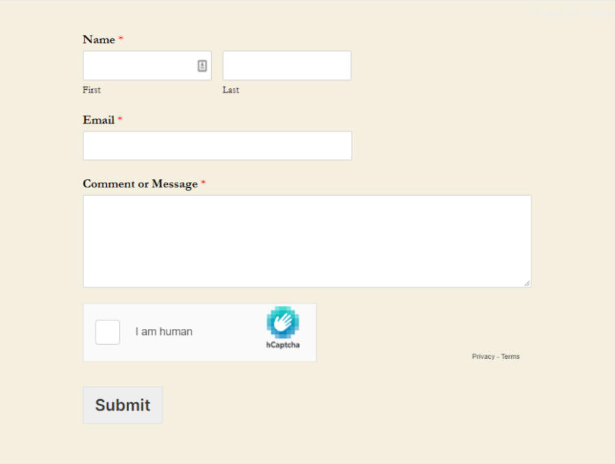 Business Legions WPForms hCaptcha integration form