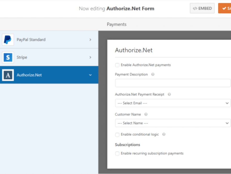 Business Legions USING WPFORMS WITH AUTHORIZE.NET FOR SECURE PAYMENTS authorize net addon in action