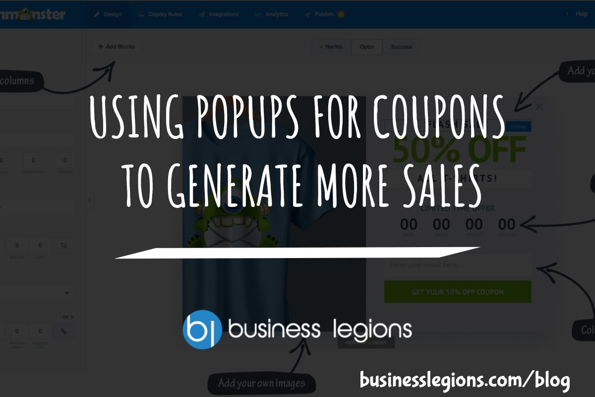 USING POPUPS FOR COUPONS TO GENERATE MORE SALES