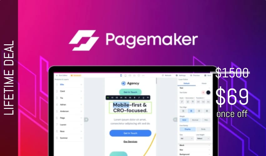 Pagemaker Lifetime Deal for $69