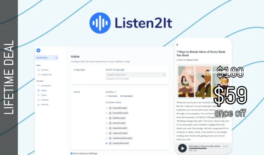 Listen2It Lifetime Deal for $59