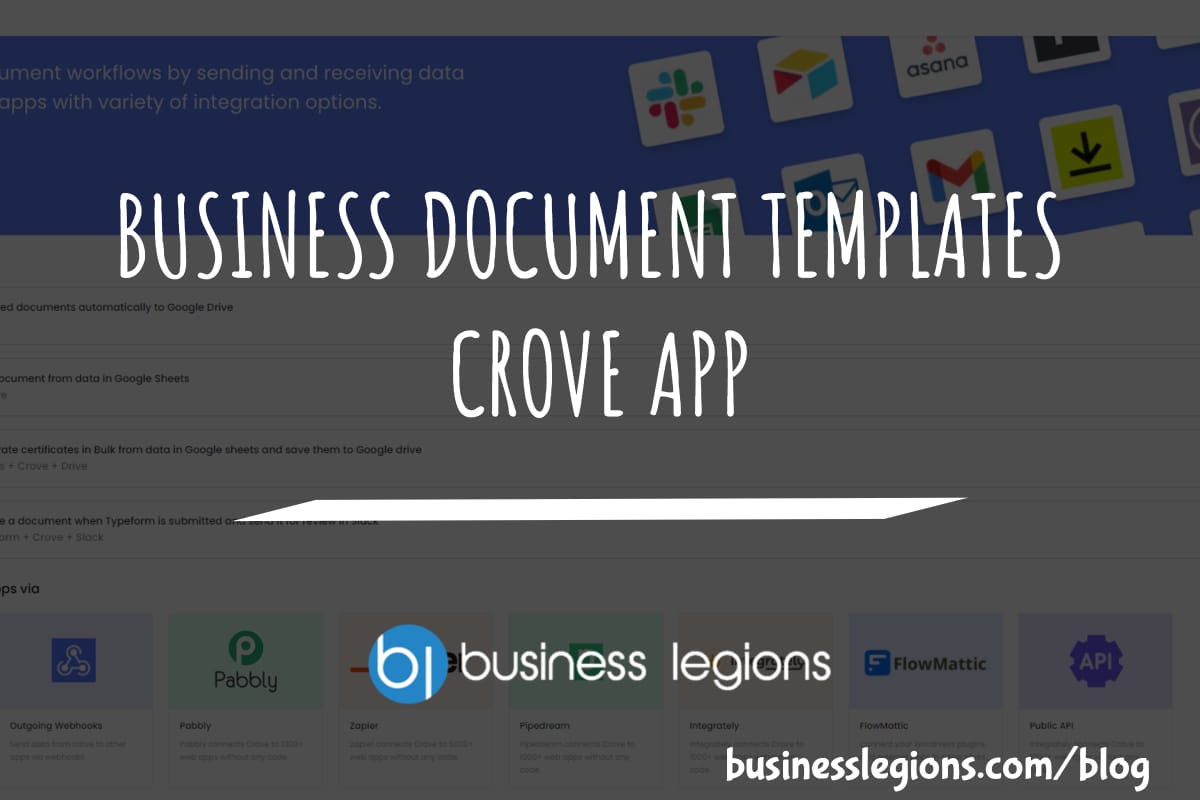 Business Legions BUSINESS DOCUMENT TEMPLATES CROVE APP header