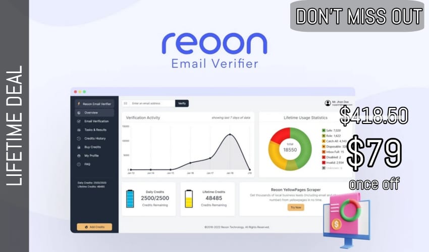 Reoon Email Verifier Lifetime Deal for $79