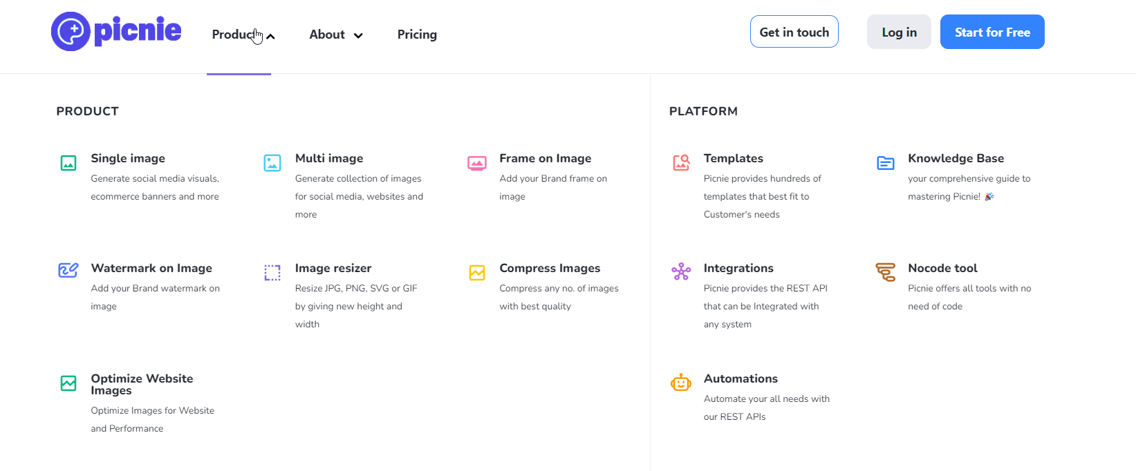 An image automation tool you must try Picnie homepage An image automation tool you must try Picnie homepage