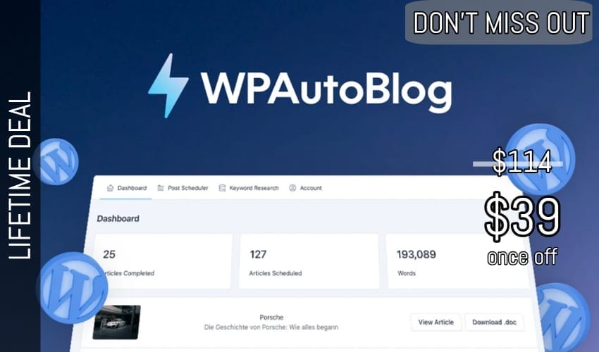 WPAutoBlog Lifetime Deal for $39