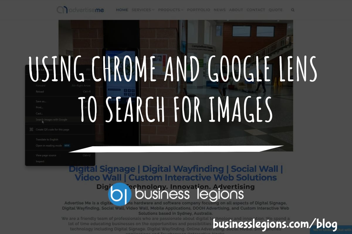 USING CHROME AND GOOGLE LENS TO SEARCH FOR IMAGES
