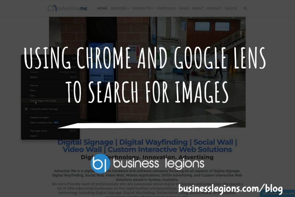 USING CHROME AND GOOGLE LENS TO SEARCH FOR IMAGES