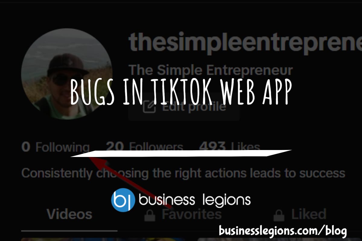 Business Legions BUGS IN TIKTOK WEB APP
