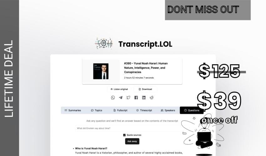 Transcript.LOL Lifetime Deal for $39